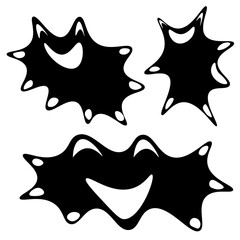 Blot character in vector. Set of black blots. Ink