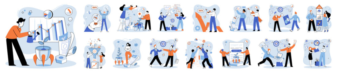 Successful project launch. Vector illustration. Project launch startup, thrilling start of journey filled with potential A development project idea, seed of innovation ready to bloom Project launch