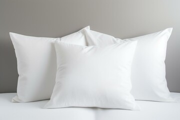 Pillows with cotton cover set, on white background. Generative AI
