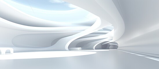 ed illustration of modern interior with white architectural construction background.