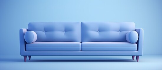 ed blue sofa on solid background, ideal for web and presentations.