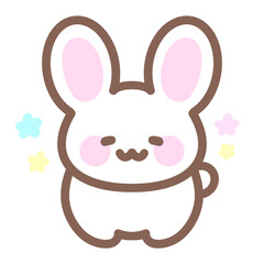 シンプルな白うさぎまったり⭐︎PNG