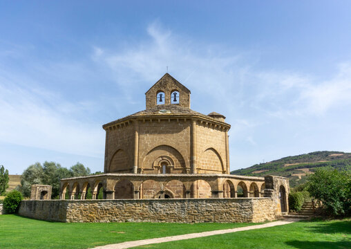 Romanesque church of Santa Mar&iacute;a de Eunate (12th century). It is characterized by its exterior cloister. Muruz&aacute;bal, Navarre, Spain.