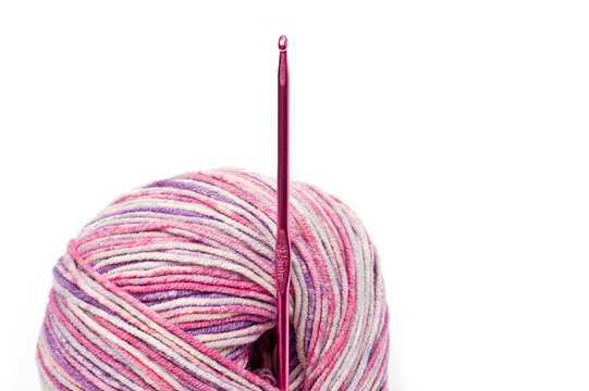Colored natural wool yarn for knitting or crocheting. Hobbies for people of all ages.