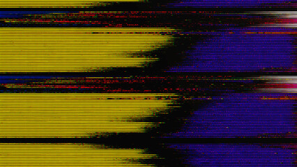 Glitch noise static television VFX. Visual video effects stripes background, CRT tv screen no signal glitch effect - 646803906