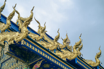 Fototapeta na wymiar Statues of the big Blue Temple in Thailand