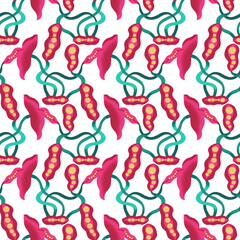 Abstract Leaves and Pods Vector Seamless Pattern