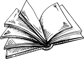 Vector hand-drawn school and office tools Illustration. A detailed sketch of the book in retro style. Vintage sketch element. Back to School.