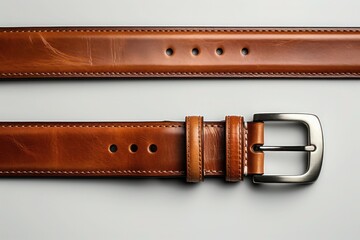 men's brown leather belt - obrazy, fototapety, plakaty