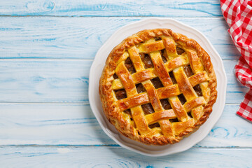 Delicious Apple Pie with Fresh Red Apples