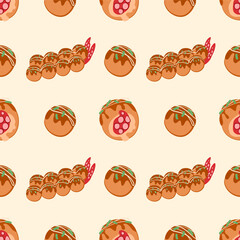 Vector Illustration of Takoyaki Octopus Balls, Japanese Snack . Vector illustration