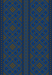 Ukrainian Embroidery. Traditional Ethnic Seamless Pattern. Blue and Yellow Colors