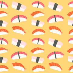 Sushi Japanese Food Fresh Salmon Fish Nigiri Vector Illustration Cartoon isolated on white background. Vector illustration