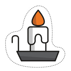 Lighted Candle on a Container Halloween Vector.