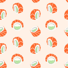 Sushi Japanese Food Fresh Salmon Fish Nigiri Vector Illustration Cartoon isolated on white background. Vector illustration