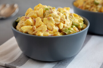 Homemade Classic Potato Salad in Bowls, side view.