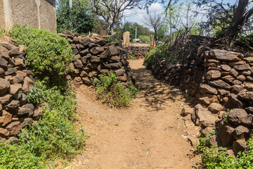 Fototapeta na wymiar Walls of a traditional Konso village, Ethiopia