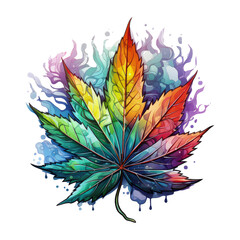 of tranquility, showing a delicate cannabis leaf in soft watercolor strokes, Generative Ai