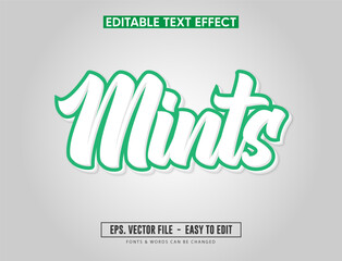 Vector text effect editable mints font and text can be changed modern trending text effects