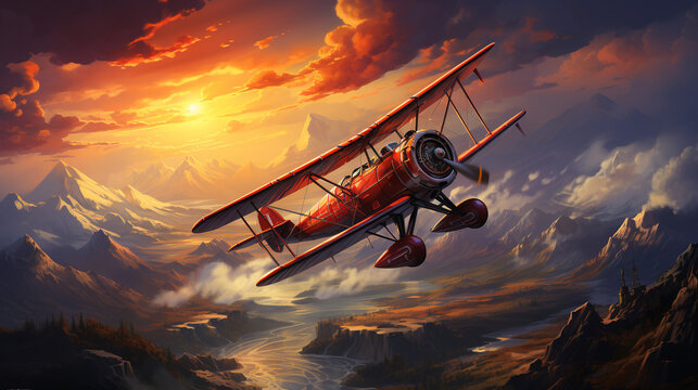Biplano. Ai generated.
