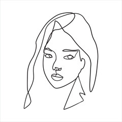 Surreal Faces Continuous line, drawing of set faces and hairstyles, fashion concept, woman's beauty, minimalist, vector illustration, pretty sexy. Love yourself and take care of yourself.