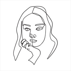 Surreal Faces Continuous line, drawing of set faces and hairstyles, fashion concept, woman's beauty, minimalist, vector illustration, pretty sexy. Love yourself and take care of yourself.
