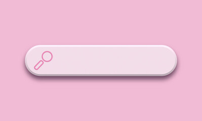 Pink search bar on a pink background, data entry column. 3D illustration