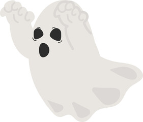Scary halloween ghost  cartoon doodle