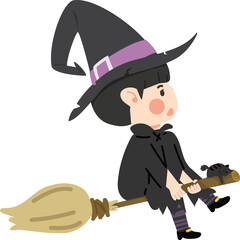 Obraz premium Cute kid girl Halloween Witch 