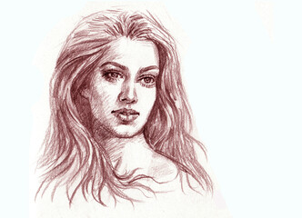 person with a face pencil drawing for card decoration illustration