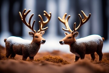 Majestic Reindeer Figurines A Captivating Display of Nature s Beauty. AI Generated.