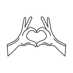 Hand heart gesture line icon.Hands make love outline flat illustration on white background..eps