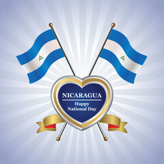 Obraz premium Nicaragua flag Happy National Day with Gold Heart