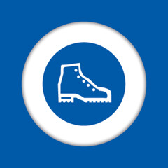 Panneau fond bleu equipement protection travail obligatoire chaussures securite pieds