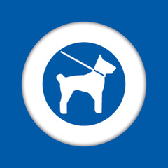 Panneau fond bleu equipement protection travail obligatoire chien en laisse attacher