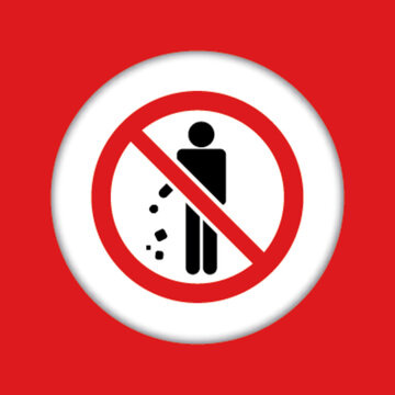Panneau fond rouge interdit danger jeter dechet poubelle