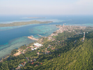 Aerial view of residential areas in Karimunjawa Islands, Jepara, Indonesia.
