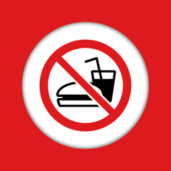Panneau fond rouge interdit ne pas manger boire