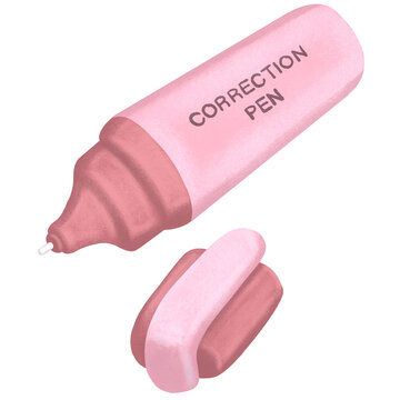 Pink Correction Pen Illustration