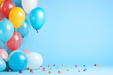 Birthday party with balloon on pastel background.