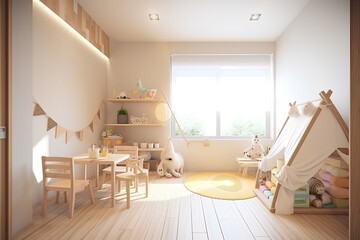 Japan style interior of children room in modern house