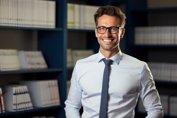 Fototapeta premium Caucasian Man Accountant Background Captivating Generative AI