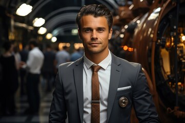 Fototapeta premium Caucasian Man Aerospace Engineer Background Hard Working Generative AI