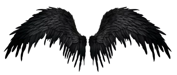Fotobehang Black Symmetrical Angel Wings. Devil or demon wings. Front view. Isolated on Transparent background.   ©  Mohammad Xte