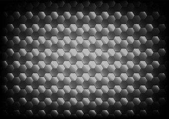 Abstract background image in white and black tones. The hexagons are connected to form a honeycomb with a fire in the middle. Futuristic design illustration for web, brochure, print.