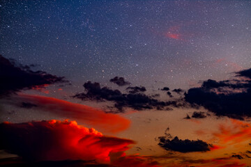 Fototapeta premium a Christmas star shines at night over the mountains of Bethlehem