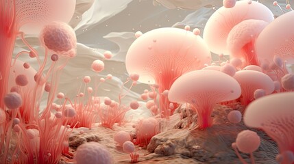 Fantasy tumor, cancer, virus or body cell. Imaginative representation of immunity within our body. Concept. - obrazy, fototapety, plakaty