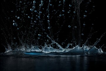 Splash of water on a black background. - obrazy, fototapety, plakaty