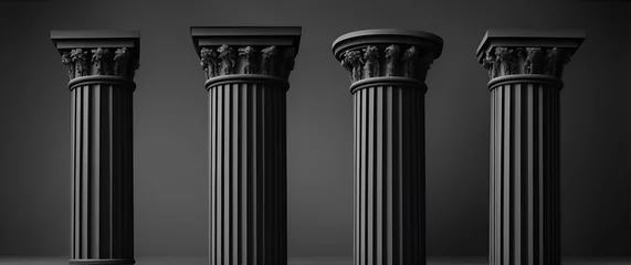 Deurstickers Bunch of doric column on plain black background from Generative AI © Arceli