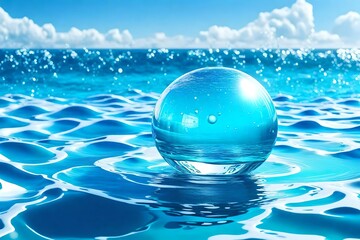 Fototapeta na wymiar Stunning background with a water ball, sea, and ocean.